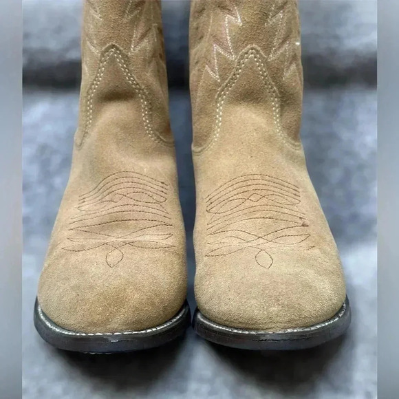 Vintage Texas Boot Co. Suede Cowboy Embroidered Boots – Style 4906 Tan Women’s 7 - Picture 2 of 10